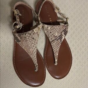 BANIA Brown and Cream Sandals with Gold Accents
